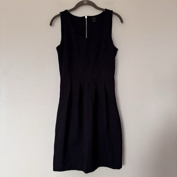 J Crew Dress Size 0 Pleated Flare Black Sleeveless Stretch Ponte Knit Zipper - Picture 2 of 7